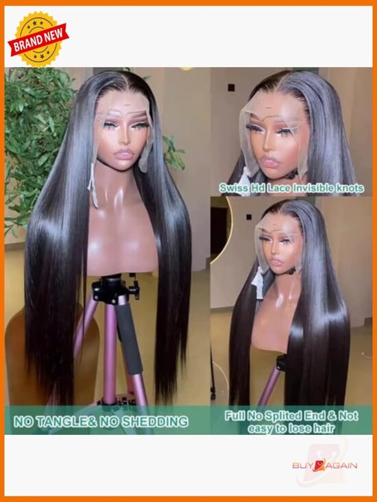 180% Density Straight Lace Front Wig 13x4 HD Transparent Lace main image 6